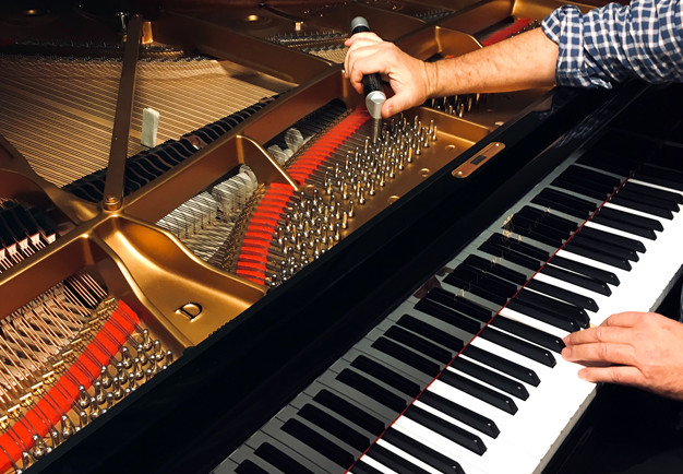 Close up of piano keys. Photography.